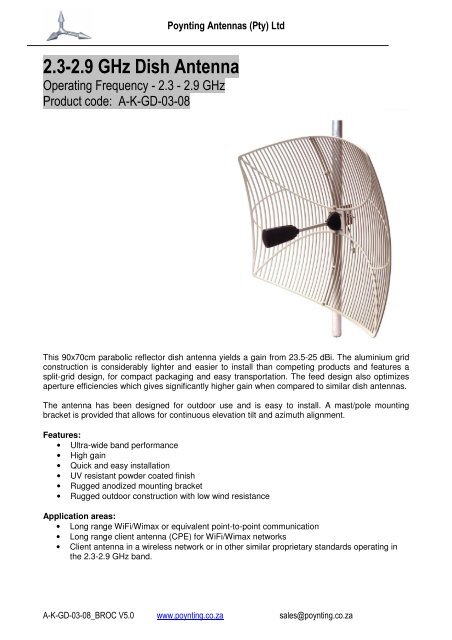 2.3-2.9 GHz Dish Antenna