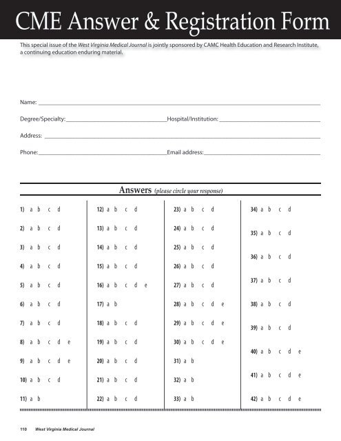 Special CME Issue - West Virginia State Medical Association