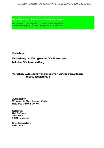 Gutachten Waldumwandlung - Gemeinde Wardenburg
