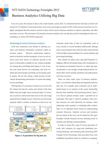Vol.1 Business Analytics Utilizing Big Data(PDF: 4Pages ... - NTT Data