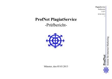 ProfNet PlagiatService -PrÃ¼fbericht-