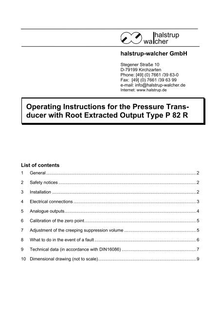 ducer with Root Extracted Output Type P 82 R