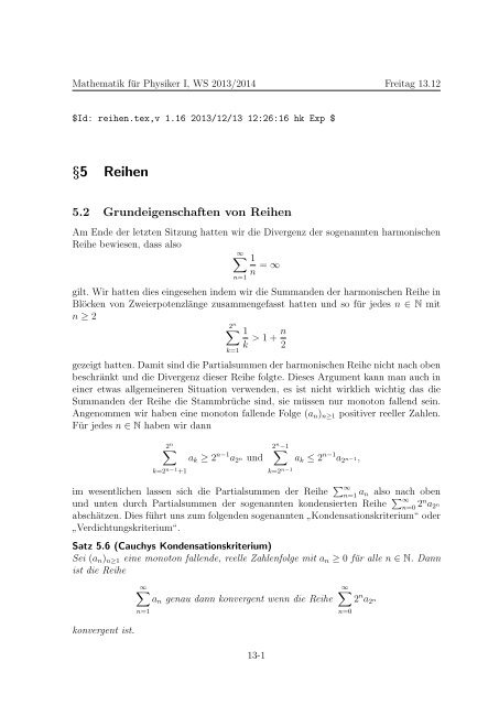 Freitag 13.12.2013