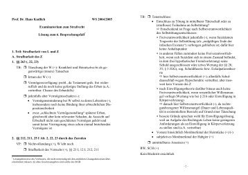 Prof. Dr. Hans Kudlich WS 2004/2005 Examinatorium zum Strafrecht ...