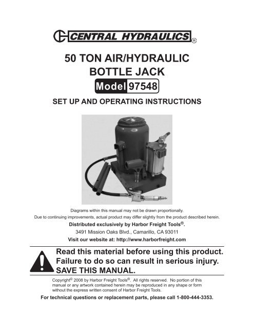 50 TON AIR/HYDRAULIC BOTTLE JACK - Harbor Freight Tools