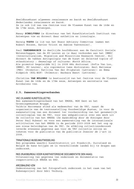 Jaarverslag 2008 - Koninklijk Museum voor Schone Kunsten ...