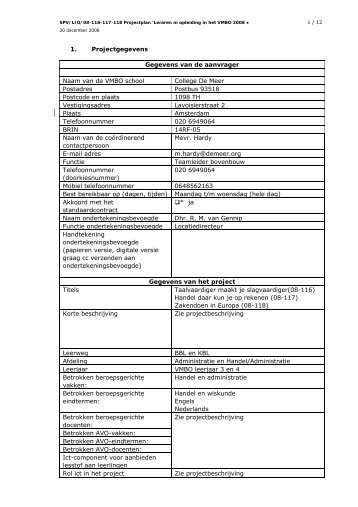 Projectplan (pdf) - Stichting Platforms VMBO