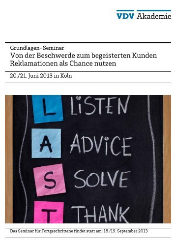 Von der Beschwerde zum begeisterten Kunden ... - VDV-Akademie