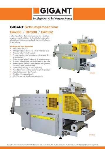 BP600 / BP800 / BP1102 - Gigant Verpackungstechnik GmbH