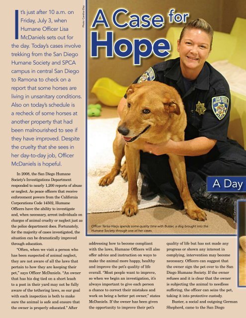 Fall 2009 â¢ V ol. 43 No. 3 - San Diego Humane Society and SPCA