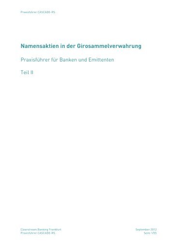 Namensaktien in der Girosammelverwahrung - Clearstream