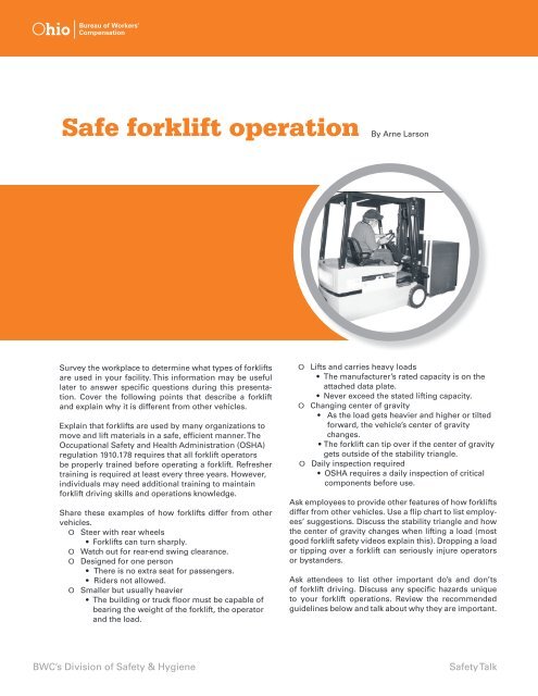 Safe forklift operation