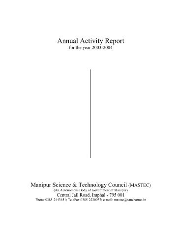 Annual Report for the year 2002 - 2003 - Manipur Science ...