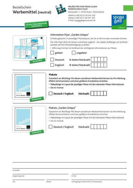 Bestellformulare Media-Shop (pdf) - Spoga+Gafa