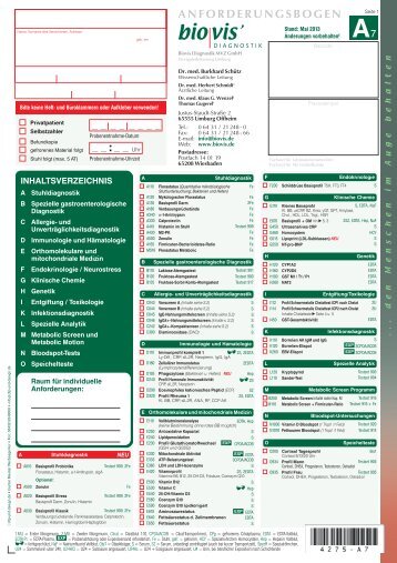 ANFORDERUNGSBOGEN - biovisÃ‚Â´ Diagnostik MVZ GmbH