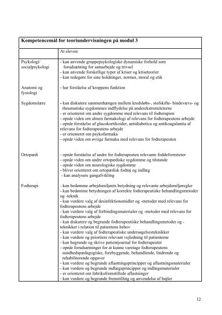 Uddannelsesordning for uddannelsen til fodterapeut - Tradium