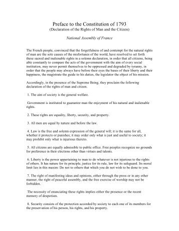 Preface to the Constitution of 1793 - Columbia College