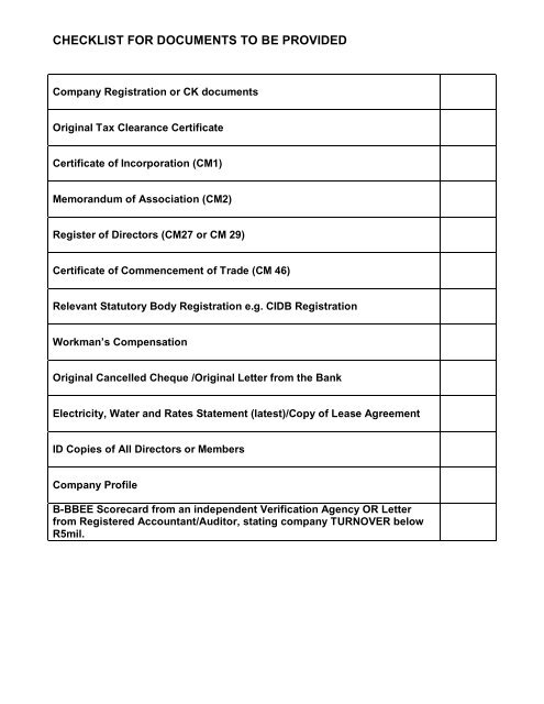Company registration checklist