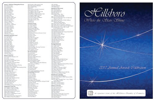 Check out the 2013 Annual Awards program! - Hillsboro Chamber of ...