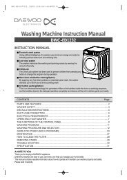 Washing Machine Instruction Manual DWC-ED1232 - Castel Daewoo