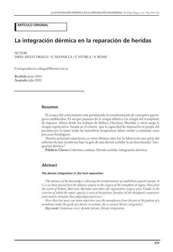 La integración dérmica en la reparación de heridas