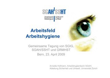 Arbeitsfeld Arbeitshygiene