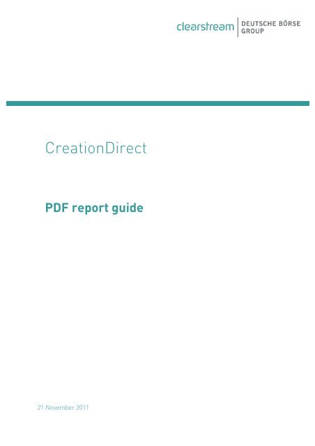 Creationdirect PDF report file formats - Clearstream