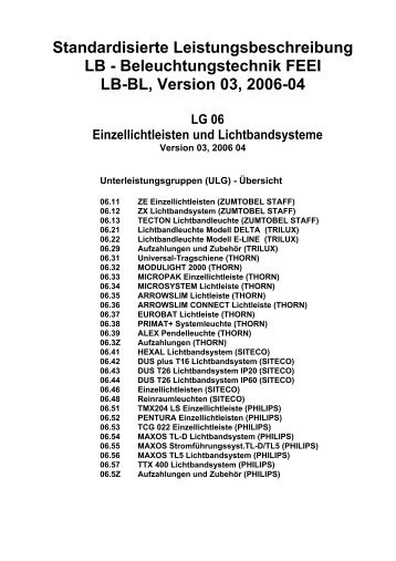 Beleuchtungstechnik FEEI LB-BL, Version 03, 2006-04