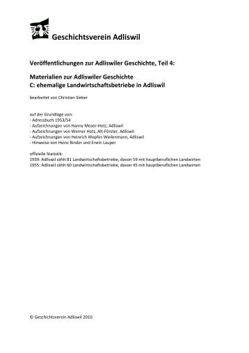 Liste - Geschichtsverein Adliswil