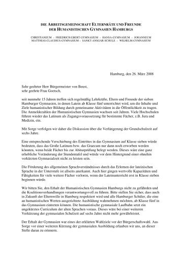 Offener Brief vom 26.03.2008 - Wir wollen lernen!