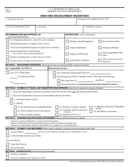 U.S. USDA Form usda-ree-11