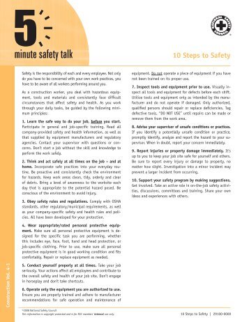 10 Steps to Safety - National Safety Council