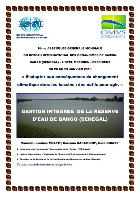 gestion integree de la reserve d'eau de bango (senegal) - RIOB