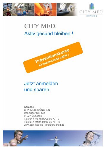 Präventionskurse Krankenkasse zahlt - CITY MED. München Gmbh