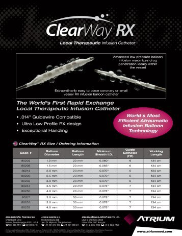 ClearWay RX 1 Page Flyer G - Atrium Medical Corporation