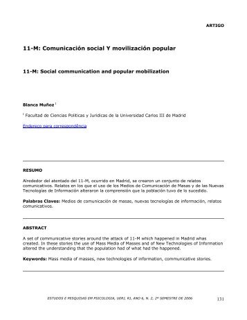 11-M: Comunicación social Y movilización popular - Estudos e ...