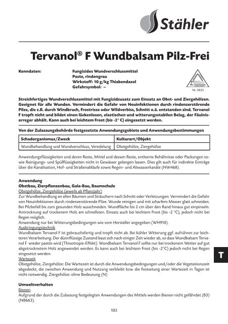 T TervanolÃ‚Â® F Wundbalsam Pilz-Frei - Schneckenprofi