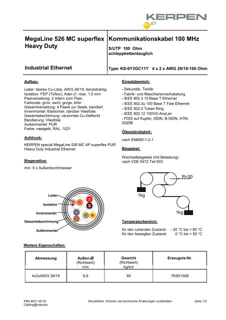 MegaLine 526 MC superflex Heavy Duty Kommunikationskabel 100 ...