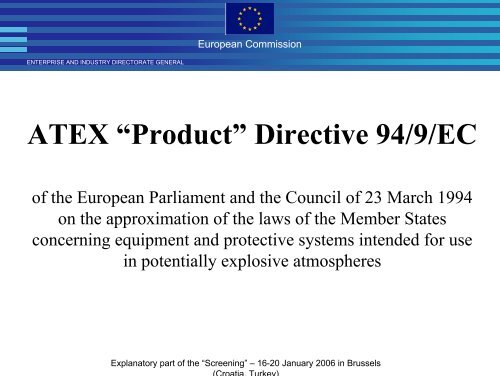 ATEX âProductâ Directive 94/9/EC