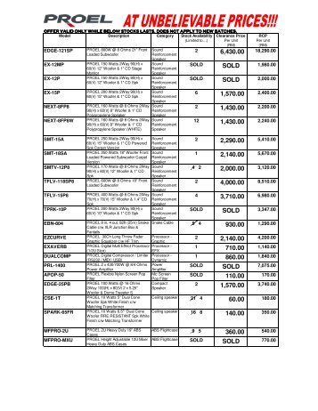 Proel_ &_Kadas_Clearance_Newsletter-1109.xlsx