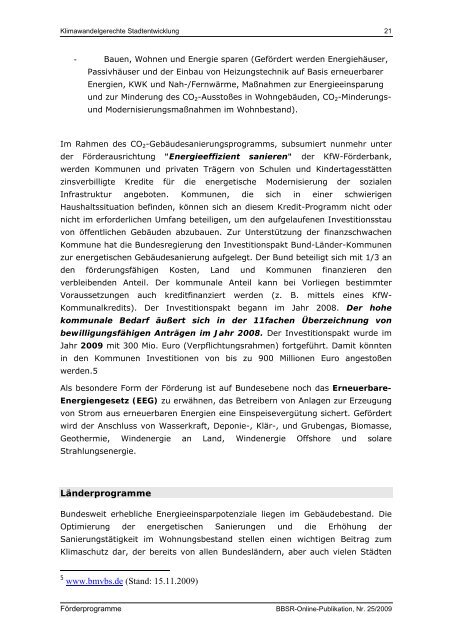 BBSR-Online-Publikation, Nr. 25/2009 ... - KlimaMORO