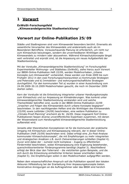 BBSR-Online-Publikation, Nr. 25/2009 ... - KlimaMORO