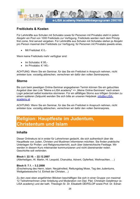 HerbstWinter Seminarkatalog (PDF; 0,9 MB) - e-LISA academy