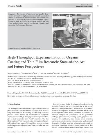 High-Throughput Experimentation in Organic ... - Multiple Choices