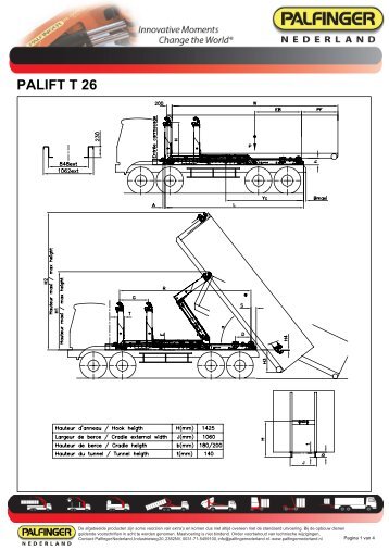 bijlage: Specificaties & afmetingen T 26 - Palfinger