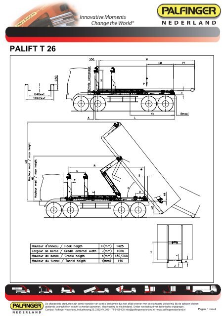 bijlage: Specificaties & afmetingen T 26 - Palfinger