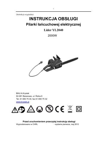 instrukcja obsÅugi pilarki elektr Lider YL2040.pdf - Krysiak