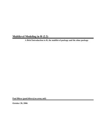 Multilevel Modeling in R (2.2)