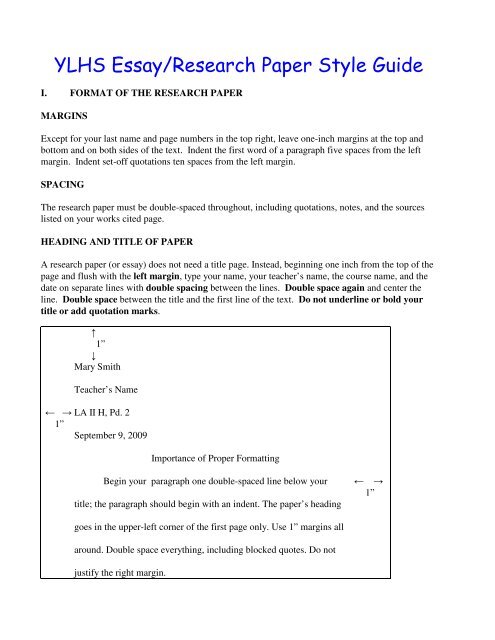 essay format double spaced