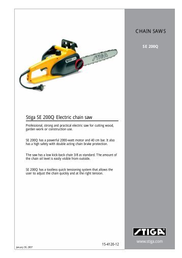 Stiga SE 200Q Electric chain saw CHAIN SAWS - Stiga.org